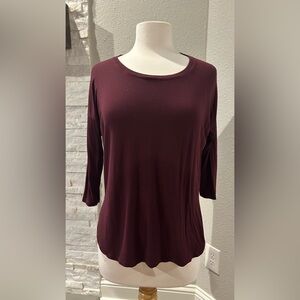 Club Monaco Deep Burgundy 3/4 Sleeve Top